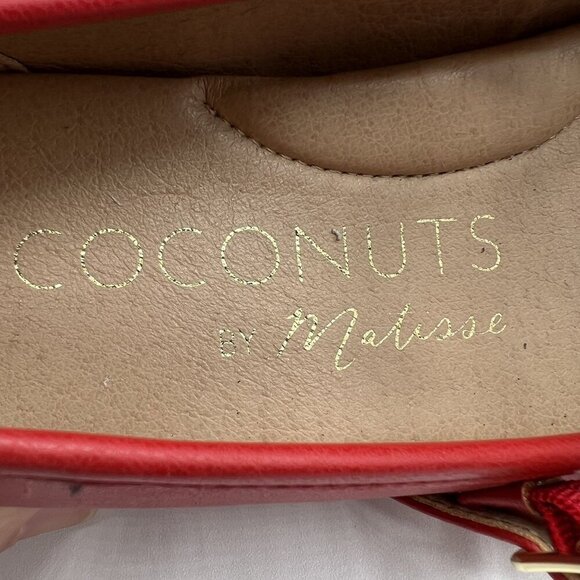 Coconuts New By Matisse 6 Red Triple Strap Mary Jane Ballet Flats Square Toe - Picture 7 of 10